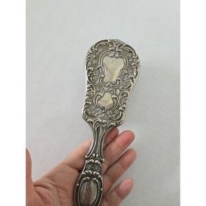 Vintage Silver Plated Hair Brush Ornate Raised Floral Vanity Piece Art Nouveau